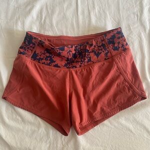 Lululemon Athletica Coral and Navy Floral Athletic Shorts